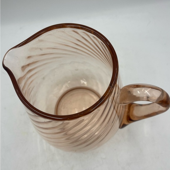 Mid Century Modern Arcoroc Rosaline Pink Optic Swirl Spiral...
